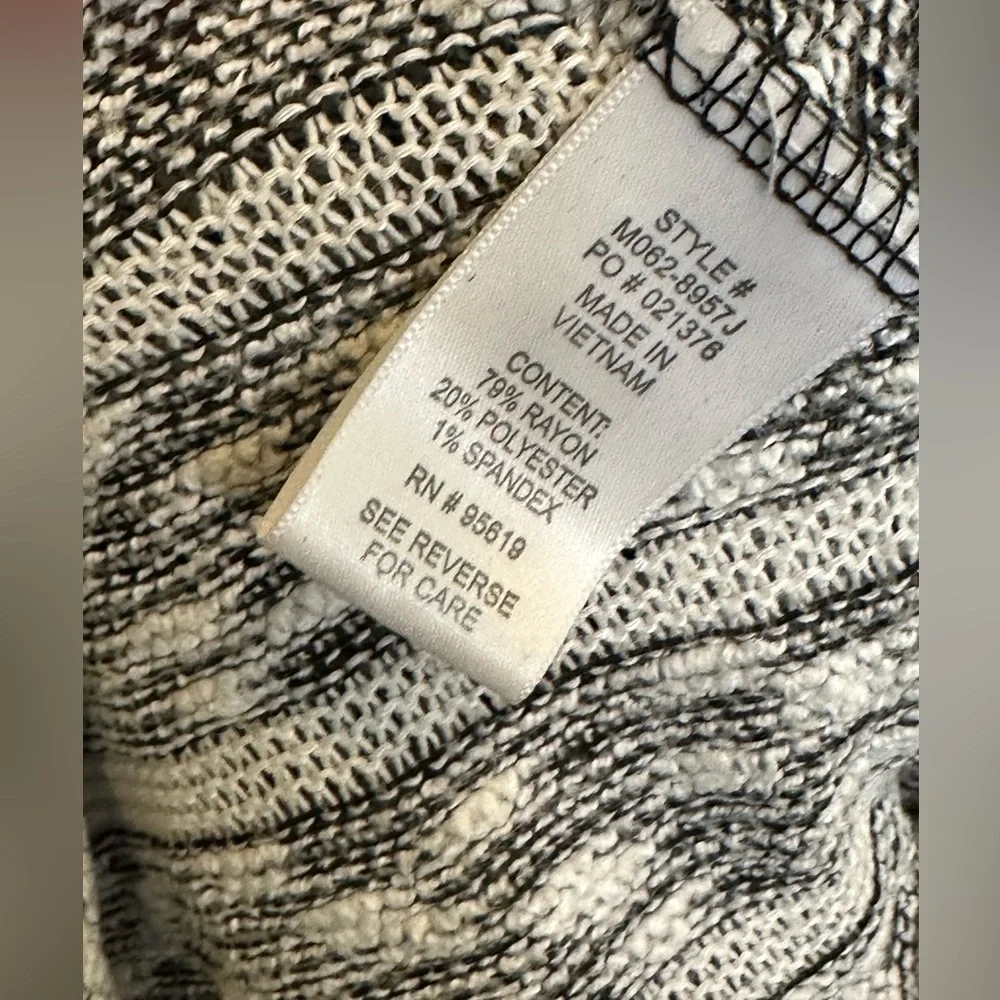 John Paul Richard Black and White Stripe Slub Knit Cowel Neck Sweater XL - Picture 3 of 4